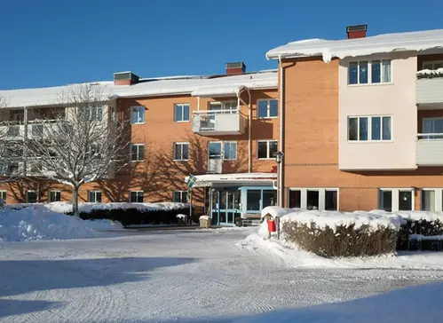 Liljebacken i Tärnsjö, vinterbild med solsken